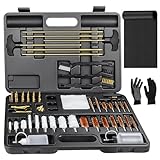 TacSnake Universal Gun Cleaning Kit Supplies for All Caliber Pistol Rifle Handgun Shotgun Hunting with Case, Cleaning Mat, and Gloves (Black(L, Brass))