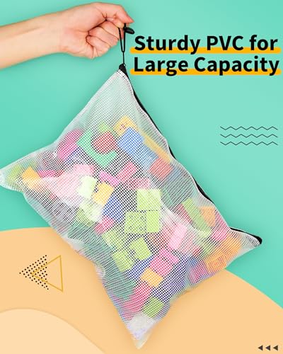 Image of Smarpau 24pcs Mesh Zipper Pouch, 8 Sizes Plastic Zipper Bags for Organizing | Multipurpose Waterproof Document Pouches for Office, Travel, Home Board Game Storage - Black