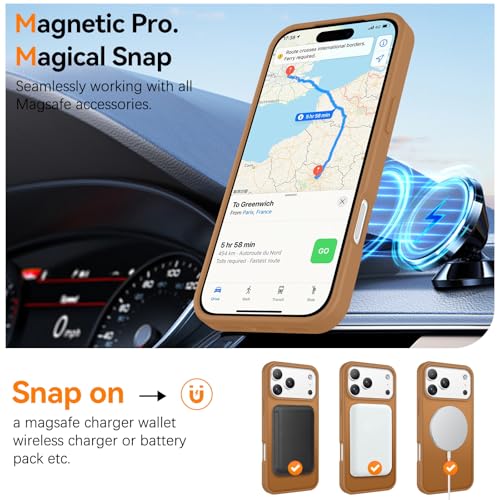 Image of BENTOBEN Magnetic for iPhone 17 Pro Max Case 6.9 inch 2025, [Compatible with Magsafe] Cute Slim Frosted Matte Military Shockproof Protective Bumper Girl Men Phone Cover for iPhone 17 ProMax, Brown