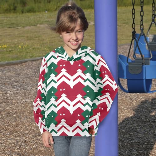 Kids Hoodies Sweaters Christmas Xmas Trees Hooded Sweatshirts with Big Pockets for Boys Girls B04003134