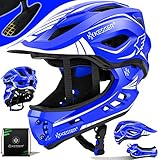 KESSER® Kinderhelm 2in1 Integriert Kinnschutz & Fahrradhelm Kinder Jugend Helm Abnehmbarem Kinnschutz 12 Belüftungen Ink. Transportbeutel BMX MTB Skateboard inliner Größenverstellbarer M 53-58cm