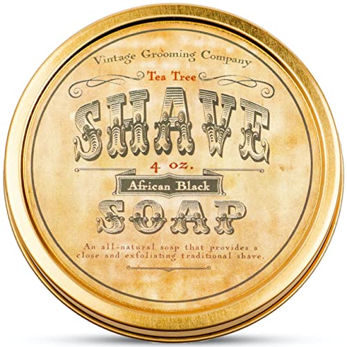 Shave Soap Tea Tree Pre-shave Soften Bristles - All Natural Tea Tree Shave Soap - African Black 4oz