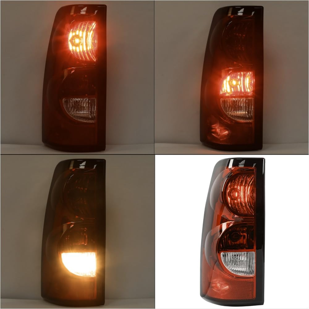 LAAKYYGS 2 Set of - Tail Light Left Driver Side Plastic Clear Lens Tail Brake Lamp Bulb+Wiring+Chrome Housing for Chevy