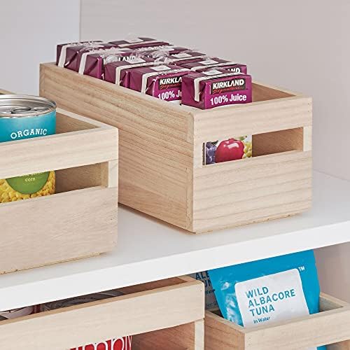 iDesign EcoWood Kitchen Storage Box, Kitchen Container Made from Eco-Friendly Paulownia Wood, Wooden Box for Kitchens, Bathrooms and More, Beige,25.4x12.7x10.2cm