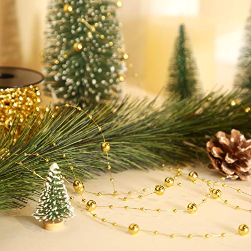 Pangda 65.6 Feet Christmas Tree Beads Garland Plastic Pearl Strands Chain For Christmas Wedding Decoration (Gold) #TOP3