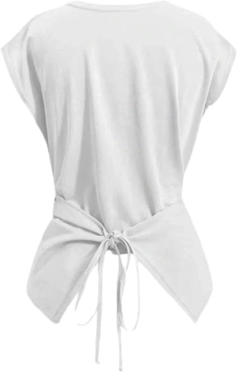 Women's Crew Neck Cap Sleeve Shirt Twist Front Ruched Casual Top Going Out Fashion Tee Slim Fit Summer Basic Blouse