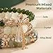 LOTSOF Bohemian Green Jade Stackable Bracelet Set - 4-Layer Stretch Beaded Bracelets with Gold Accents, Boho Jewelry for Women, Fashion Statement Accessory (Gift Ready) (Green)