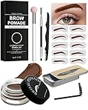 Eyebrow Stamp and Eyebrow Stencil Kit- 16in1 Waterproof Brow Cream Gel Stamping & Eyebrow Seting Wax Glue with Brow Tool,Brow Filler Brow Pomade Stamp Trio Kit, Eye Makeup for Women Gril- Chocolate