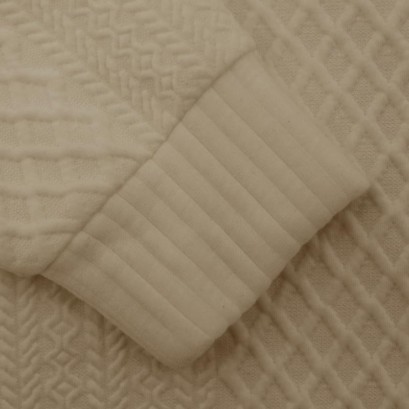 ZOCAVIA Western Waffle Sweatshirts for Men Fall Casual Button Up V Neck Henley Shirts Lapel Long Sleeve Corduroy Pullover Top4