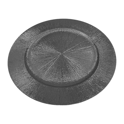 50 Platos cargadores redondos 13 pulg. plástico negro miniatura 7