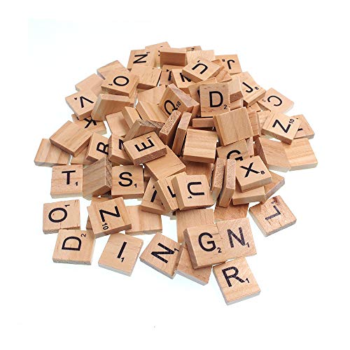 200 fichas de madera para Scrabble en mayúsculas miniatura 1