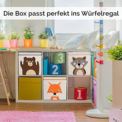 GLÜCKSWOLKE Aufbewahrungsbox Kinder - 15 Motive I Spielzeugkiste mit Deckel I Spielzeugbox (33x33x33) zur Aufbewahrung im Kallax Regal I Waldtiere Fuchs Motiv für Kinderzimmer Spielzeug