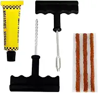 Kit Reparo de Pneu Profissional, Remendo Completo para Carro e Moto, 3 Macarrões de Vedação, 2 Brocas e Cola de Fixação