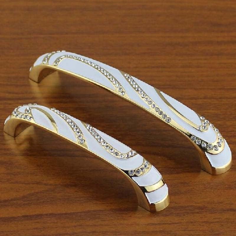 Southst Glass Diamond Furniture Handles 128mm Gold White Kit 96mm Clear Crystal Dresser Drawer Handles - (Color: 96mm)