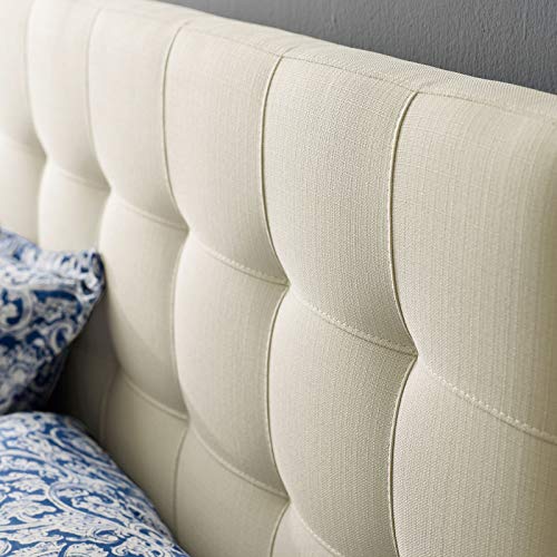 Image of Modway Lily Tufted Linen Fabric Upholstered Full Headboard in Ivory