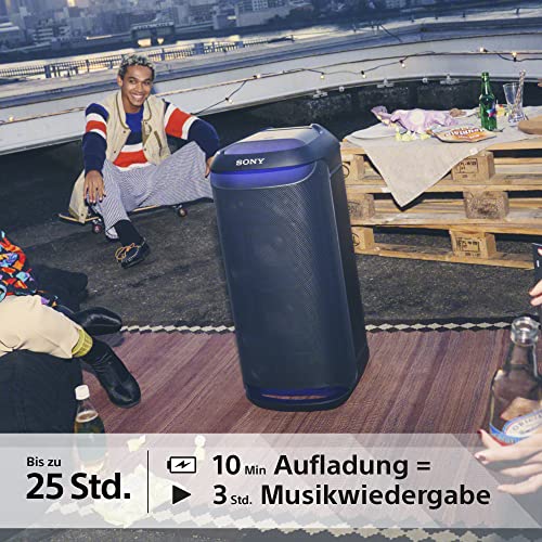Sony SRS-XV800 - Bluetooth, Party Box Lautsprecher, Kraftvoller 360° Sound, tragbar, 5 Front-/2 Rücklautsprecher, MEGA Bass, 25h Akkulaufzeit, LED Licht, IPX4 wasserdicht, Schnellladung – Schwarz – Bild 5