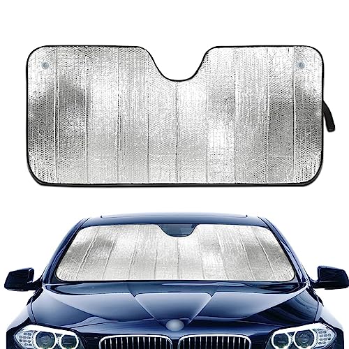 GKmow Pack-1 Car Windshield Sun Shade, 55.11" x 27.55" Thicken Double-Sided Available UV Reflector Auto Front Window Sunshade Visor Shield Cover, Keep Your Vehicle Cool (Silver)