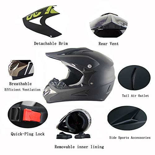 Yellow S Amitd Casque Motocross Imprime Locomotive Jaune Avec Goggle Gants Masque Adulte Enfant Casques Integral Vtt Casque Moto Cross Mx Atv Scooter De Descente Casque D O T Certified Casques Vetements De Protection