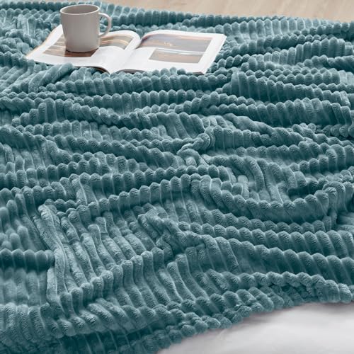 Image of Nestl Stone Blue Microfiber Throw Blanket - Fuzzy, Lightweight, Cozy, 50x60 in, All Seasons, Machine Washable