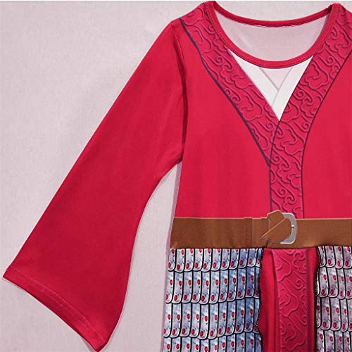 Lito Angels Girls Princess Mulan Costume Fancy Dresses Up Chinese Heroine Outfit 4-5 Years Red 277, Style 1 - Image 3