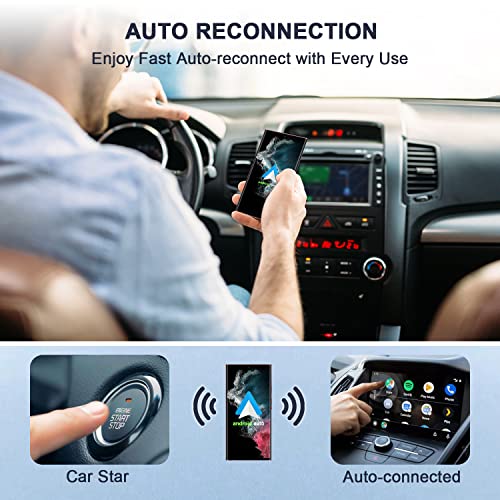 Teeran Adaptador automotivo Android sem fio para carros Android com fio de fábrica, Plug & Play, fác