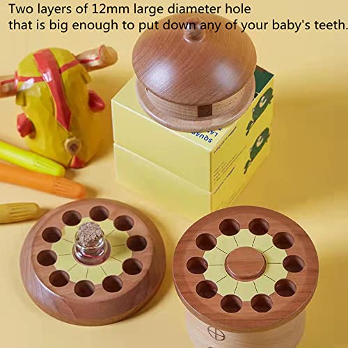 Baby Tooth Box,Personality Pagoda Wooden Kids Keepsake Organizer for Baby Teeth, Design for Kids Deciduous Teeth with Baby Fetal Hair Container