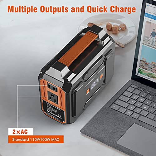 Zerokor 100W Portable Power Station With 30W Foldable Solar Panel(Dc15V/2A Output Max), Solar Generator Bundle With Ac Outlet For Home Use Tent Camping #TOP3