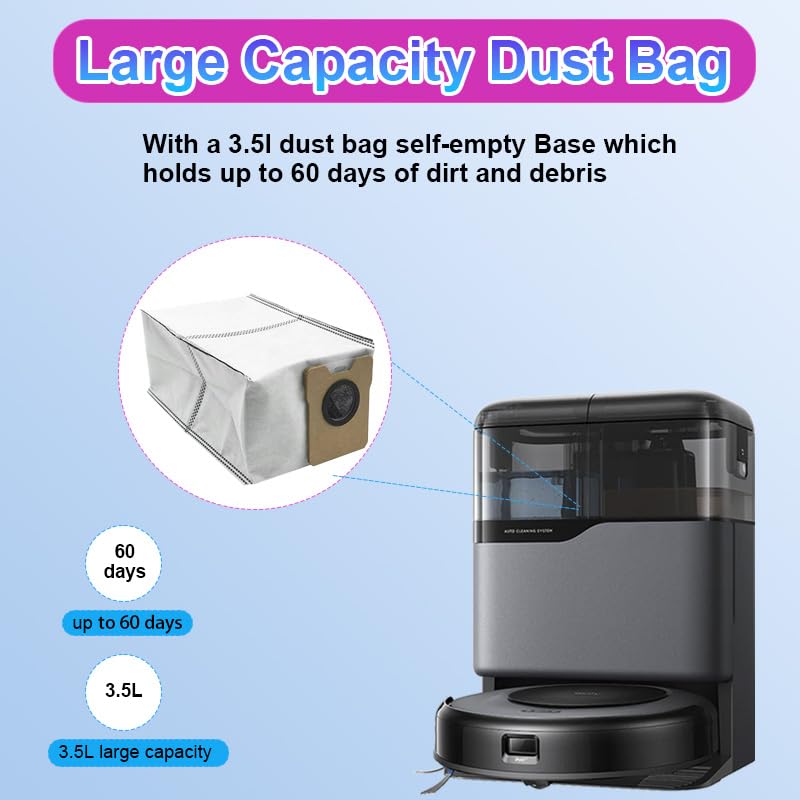 Image of 10 Pack Omni C20 C10 Replacement Dust Bags Compatible with Eufy C10, C20 Omni Robot Vacuum, Large Capacity Replacement Vacuum Bags