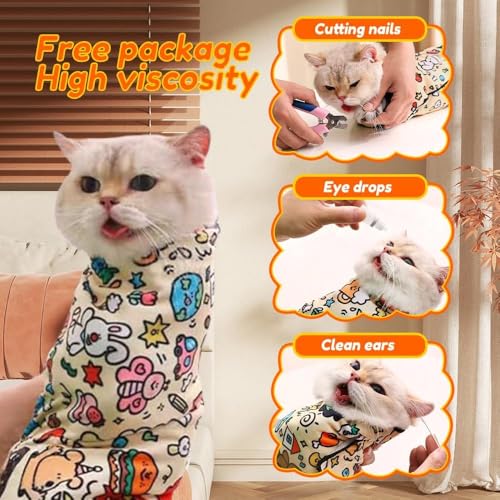 Image of Cat Wrap for Cutting Nails,Cat Grooming Wrap,Cat Restraint for Nail Clipping, Cat Restraints for Grooming Anti-Scratch /Escape Self-Adherent Cat Swaddle Wrap Calming & Holding Cat(M (Within 9.9lbs))