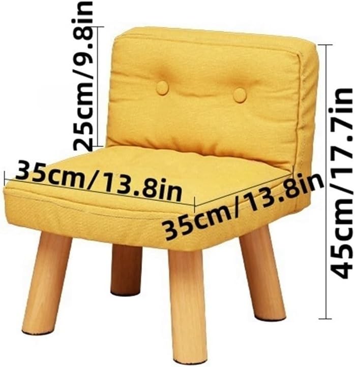 Wooden Chair, Side Chairs with Backrest, Foldable Shoe Changing Chair, Upholstered Stool, Foot Rest with Wooden Legs, Modern Small Chair for Living Room, Small Space(Yellow)