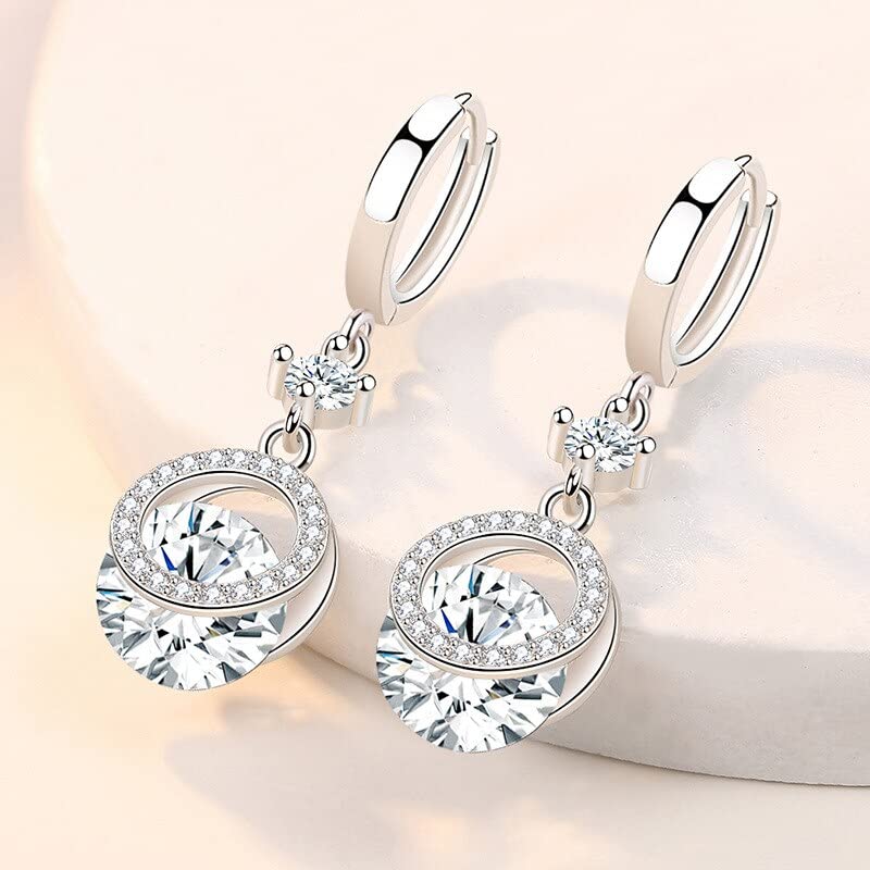 Cadeau boucles d'oreilles cristal femmes en argent 925 pour anniversaire et fêtes