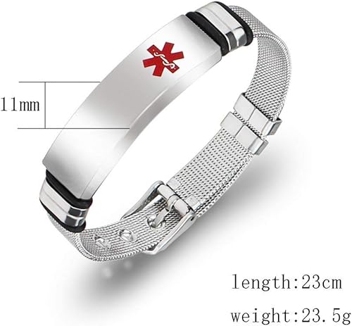 Miniatura 5 de Juego de pulseras y collares personalizados de alerta médica de acero inoxidable para mujeres y hombres, identificación médica, brazalete y collar