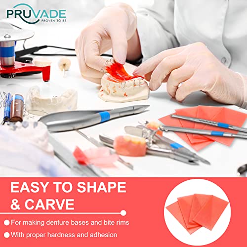 Pruvade PV-712 Base Plate Wax | 20 Pack | Red Utility Bite Wax, Baseplate Wax - All Season Denture Casting Wax Sheets, Orthodontic Dental Wax thumb #1