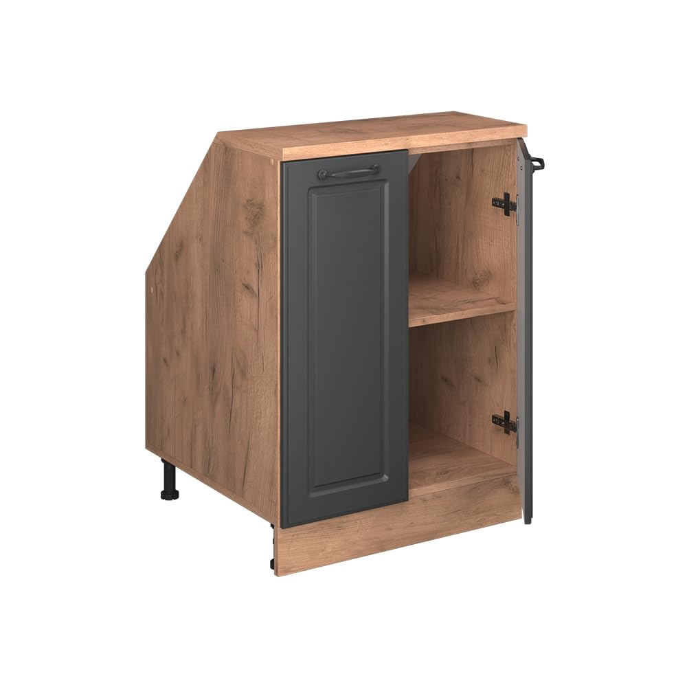 Vicco Meuble de Rangement sous Pente Rion, Anthracite Campagne/Chêne de Force doré, L60 x P60 cm avec 2 Portes, Gain de Place pour Les pièces mansardées
