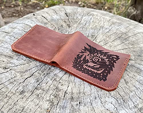 Gamer Gift, MHW Zinogre Leather Wallet Mens, Gift for Him, MHW Mens Wallet, Gift For Father Leather Wallet Handmade Husband Gift Boyfriend Gift, Geek Gift k2272