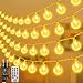 Produktbild LED Lichterkette Strombetrieben,15M Lichterkette Kugel warmweiß mit Stecker für Außen und Innen,IP44 Wasserdicht Lichterketten mit Dimmbar Fernbedienung,Ideal für Zimmer,Weihnachten,Party,Garten