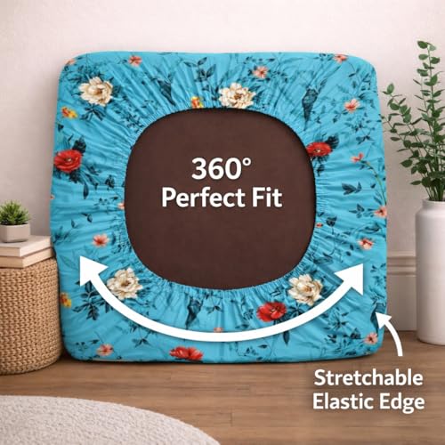 Image of STITCHNEST 'Contour Fit Series' Stretchable Printed Wooden Sofa Cover (Pack of 6) - Elastic Wooden Chair Cover | Wooden Sofa Seat Cover | Size - 20-21 x 20-21 x 3-5 in