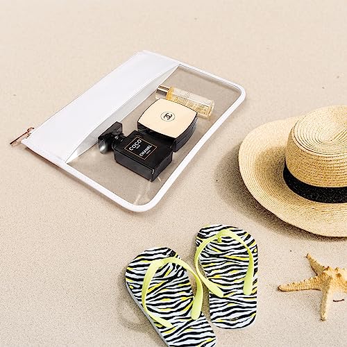 Image of LETGO Clear Makeup Bag Pouch for Travel with Zipper,Clear Cosmetic Bag for Women Waterproof Snacks Bag Stadium Purse Toiletry Bag Bogg Bag Accessories (0-White)
