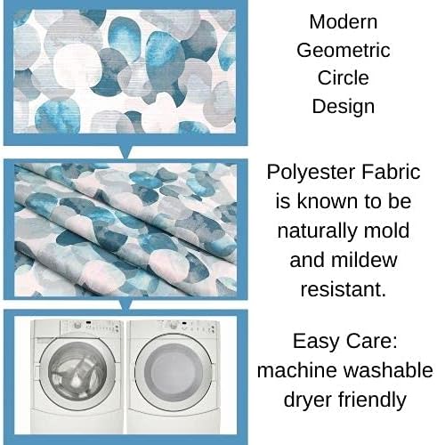 Miniatura 4 de Serafina Home Cortina de ducha de tela moderna azul mineral verde azulado para baño patrón de salpicaduras de agua en cascada de turquesa,