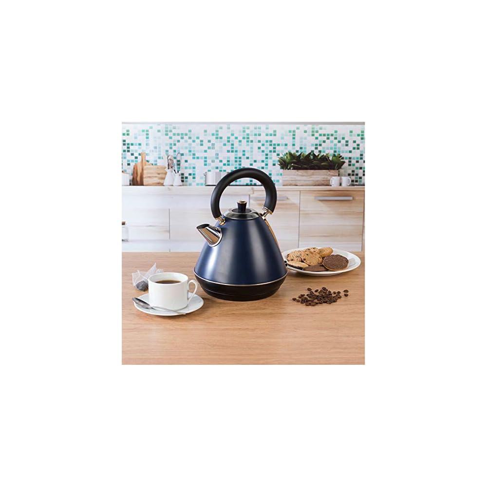 Salter Pyramid Kettle 1.7 Litre, Navy/Gold mykitchenaccessories.co.uk
