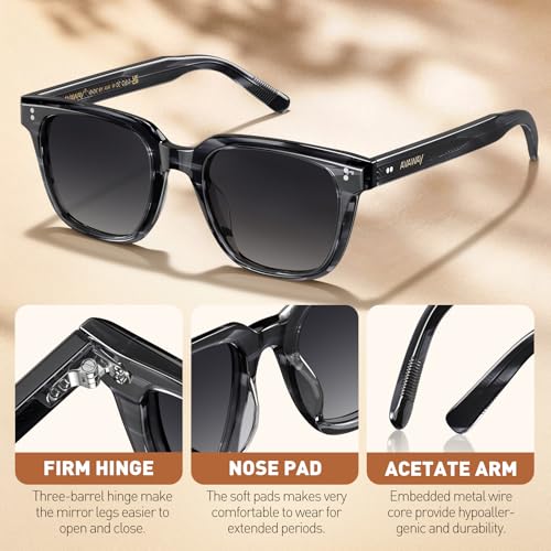 Image of AVAWAY Polarized Sunglasses for Men UV Protection, Square Acetate Frame Outdoor Driving Sun Glasses