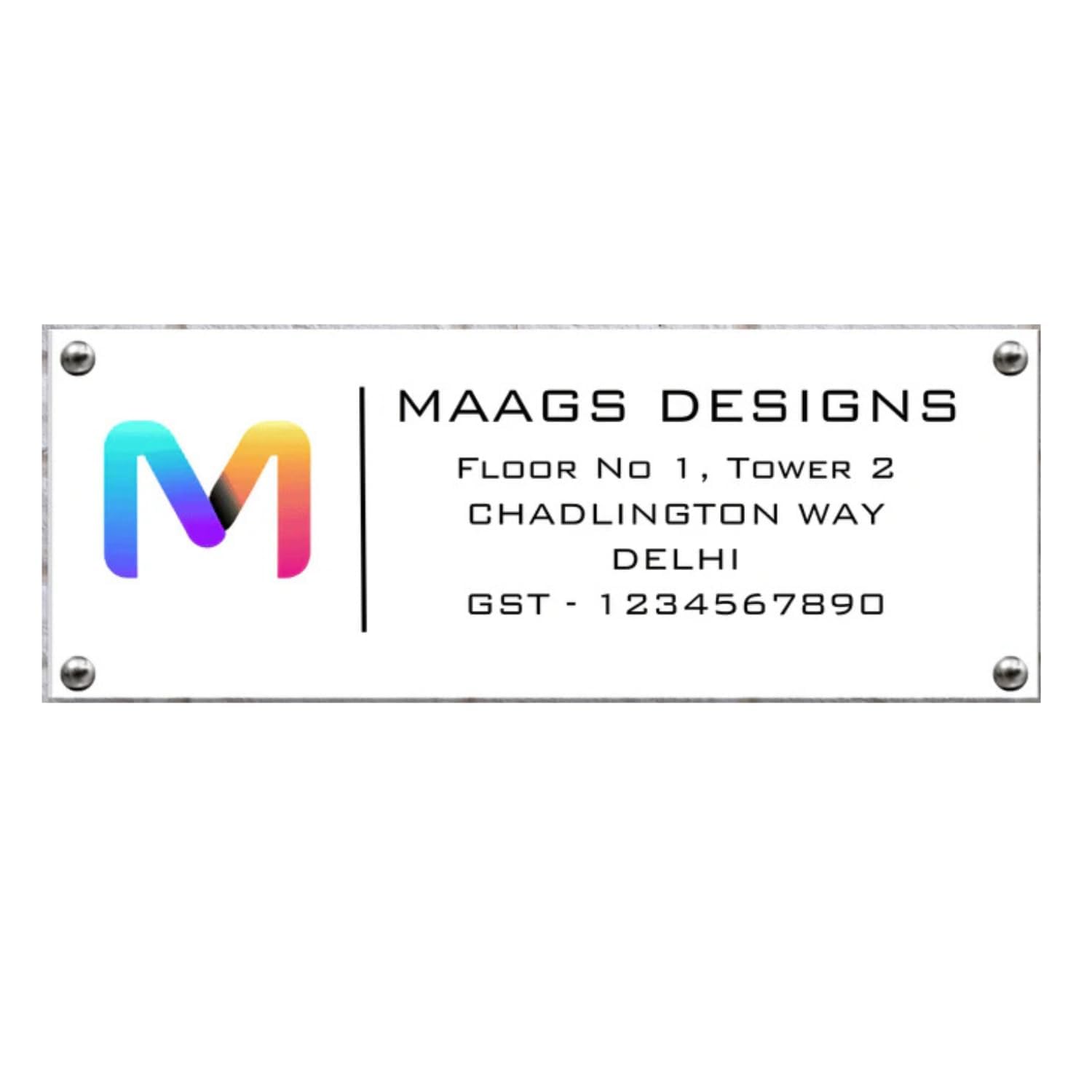 Webelkart Premium Office Name Plate with Logo in Acrylic | Custom name plate for Office and Shops - 12 x 6 inches (White) — Amazon image 3