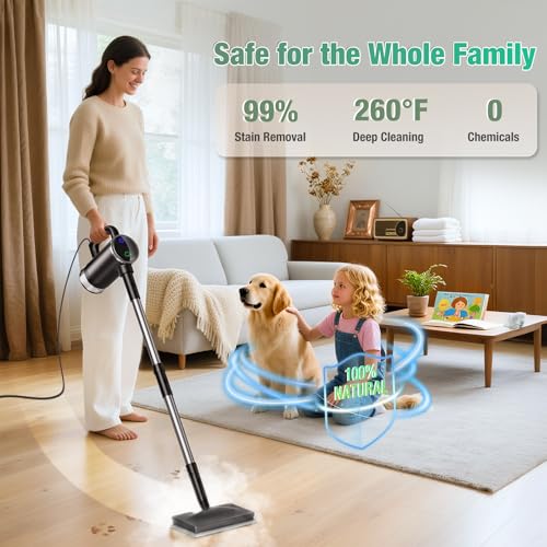 Image of 11-in-1 Steam Mop - Detachable Handheld Steam Cleaner with 380mL Tank, 260℉ Floor Steamer for Hardwood, Tile, Grout, Windows, Bath & Kitchen - 3-Level Steam Control, Multi-Purpose Floor Steam Cleaner