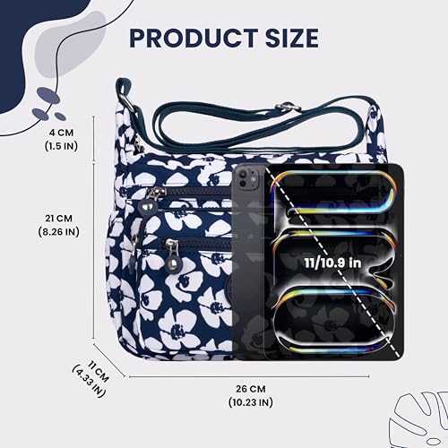 Image of Women's Crossbody Sling Bag | Multi Pocket Water Resistant Handbag for Ladies | Shoulder Purse with Spacious Interior & Adjustable Strap, Perfect for Travel, Shopping | 10 Pocket Organier