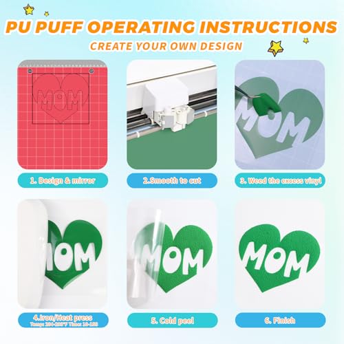 Image of Green Puff Heat Transfer Vinyl - 12 inch x 5ft 3D Puff HTV Vinyl, Puffy Vinyl Iron-On for Fabrics, Perfect for DIY Clothing Design Customization, Compatible with Cricut & Cameo