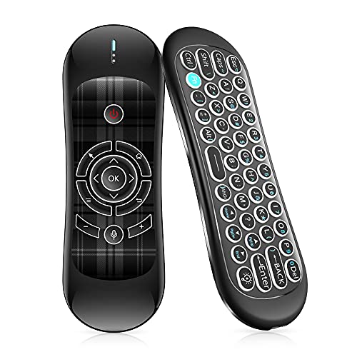 WeChip R2 Air Remote,2.4G Wireless Backlit Voice Remote with Keyboard, for Android TV Box/PC/Projector/HTPC(Not Compatible with Most Smart TV)-Black