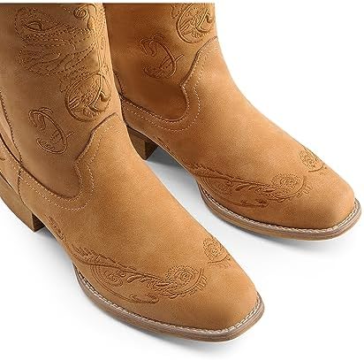 DREAM PAIRS Cowboylaarzen voor dames, cowboylaarzen, geborduurde