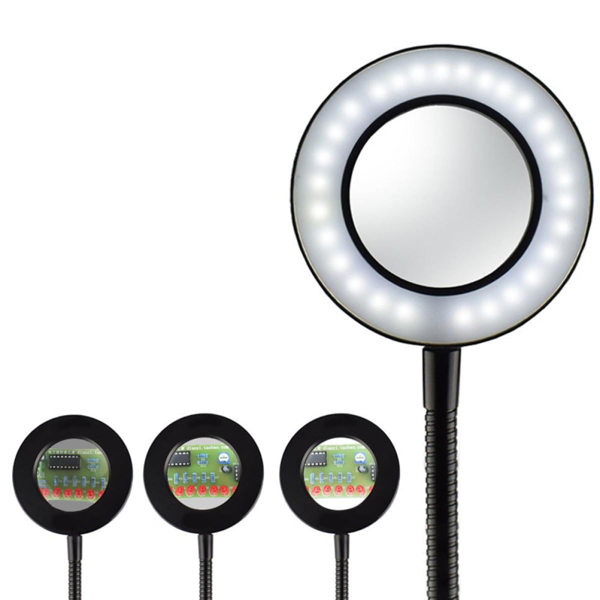 LED Lupen Tischlampe mit 360° Flexiblem Gelenk Dimmbare 11 Stufen LED Beleuchtung Klemmbare Schweiß und Reparaturlampe für Elektronik Basteln und Schmuck