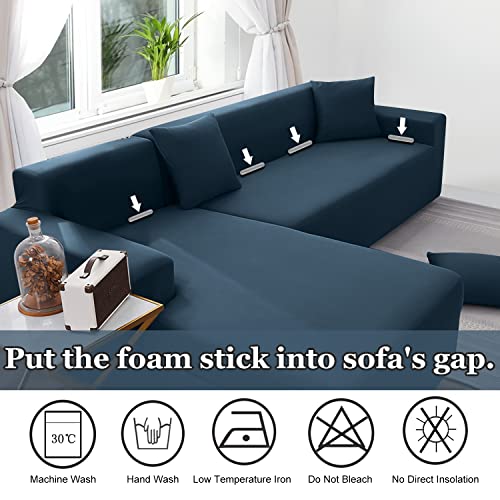 Naisi Couch Cover L Shape 2 Pieces Sofa Cover Soft Stretch Slipcovers With 2Pcs Pillowcases Furniture Protector Sectional Couch Covers 3 Seater + 3 Seater(Teal) #TOP3