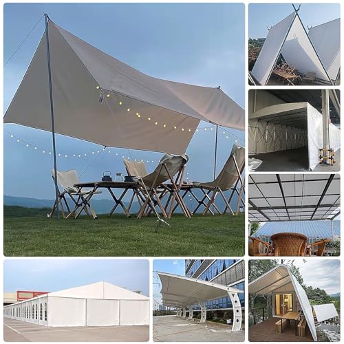 Hochwertige, wasserdichte Plane aus Segeltuch, 1,6 x 3 m, weiß, mit Metallösen. Strapazierfähige Outdoor-Abdeckung, individuell anpassbare Größe zum Schutz von Campingausrüstung un